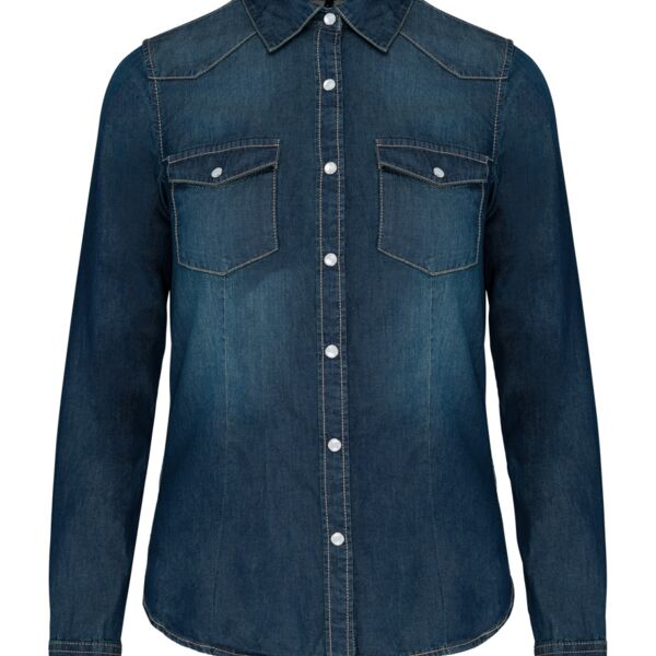 Kariban Ladies Long Sleeve Denim Shirt Thumbnail