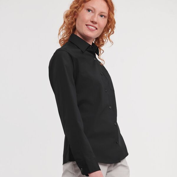 Russell Athletic Collection Ladies Long Sleeve Easy Care Cotton Poplin Shirt Thumbnail